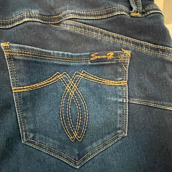 Seven7 Jeans Blue Booty Shaper High Rise Legging Dark Wash Denim Size 10 - Picture 5 of 11